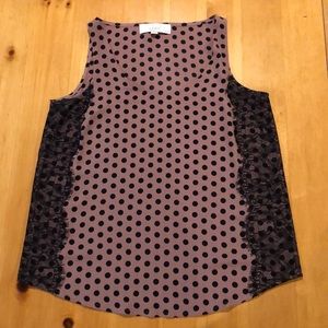 Loft polka dot and lace tank blouse